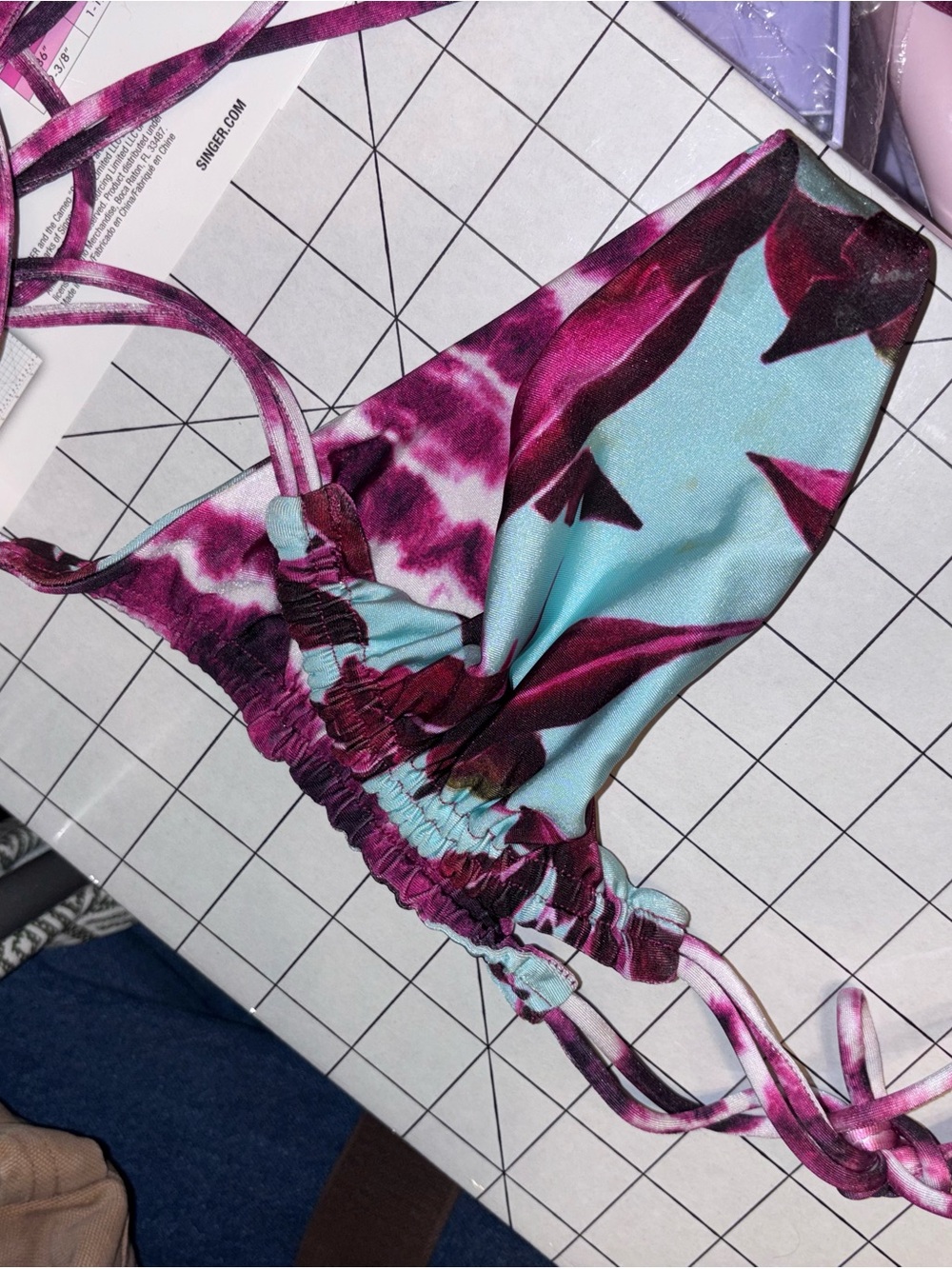 Turquoise and Magenta Floral Bikini bottom